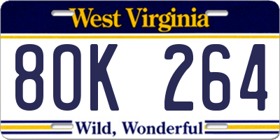 WV license plate 8OK264