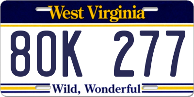 WV license plate 8OK277