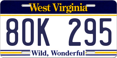 WV license plate 8OK295