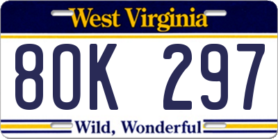 WV license plate 8OK297