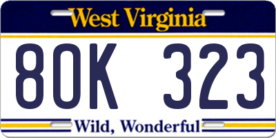 WV license plate 8OK323