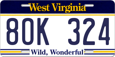 WV license plate 8OK324