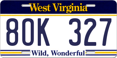 WV license plate 8OK327