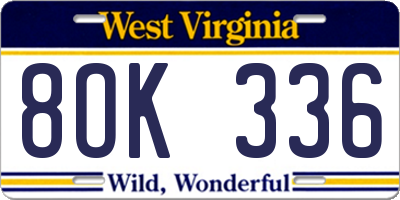 WV license plate 8OK336