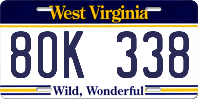 WV license plate 8OK338