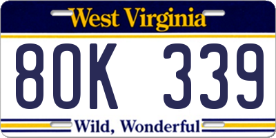 WV license plate 8OK339