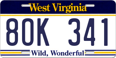 WV license plate 8OK341
