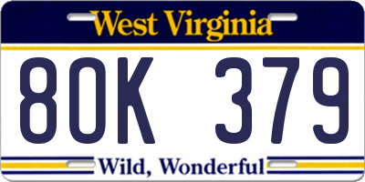 WV license plate 8OK379