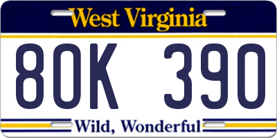 WV license plate 8OK390