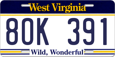 WV license plate 8OK391