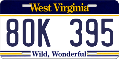 WV license plate 8OK395