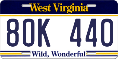 WV license plate 8OK440