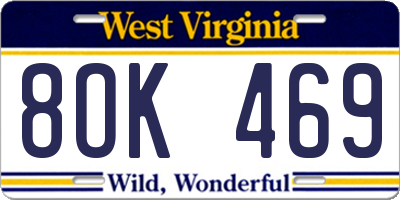 WV license plate 8OK469
