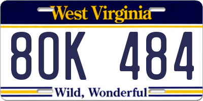 WV license plate 8OK484