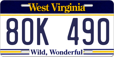 WV license plate 8OK490