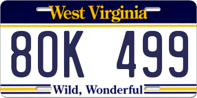 WV license plate 8OK499