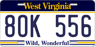 WV license plate 8OK556