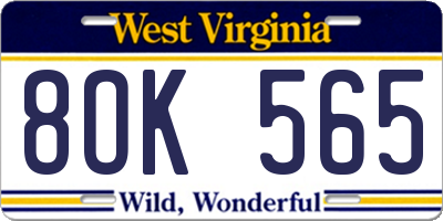 WV license plate 8OK565
