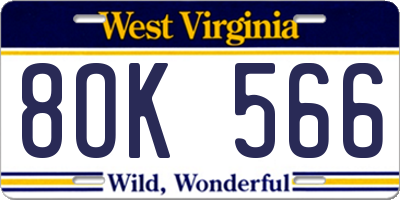 WV license plate 8OK566