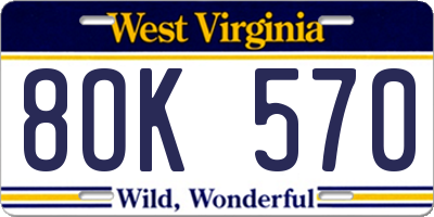 WV license plate 8OK570