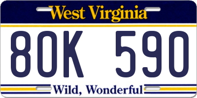 WV license plate 8OK590