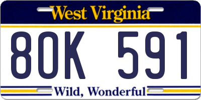 WV license plate 8OK591