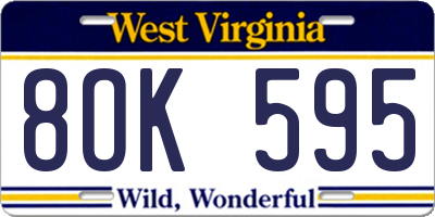 WV license plate 8OK595