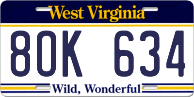 WV license plate 8OK634