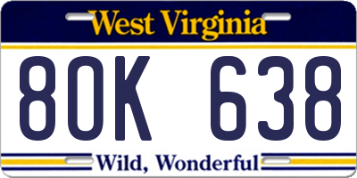 WV license plate 8OK638