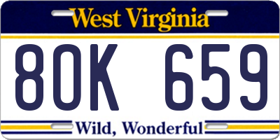 WV license plate 8OK659