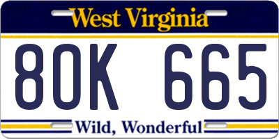 WV license plate 8OK665