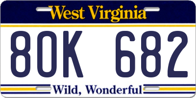 WV license plate 8OK682