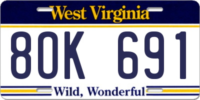 WV license plate 8OK691