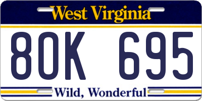 WV license plate 8OK695