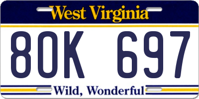 WV license plate 8OK697