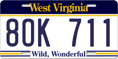 WV license plate 8OK711