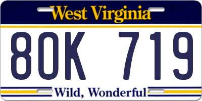 WV license plate 8OK719