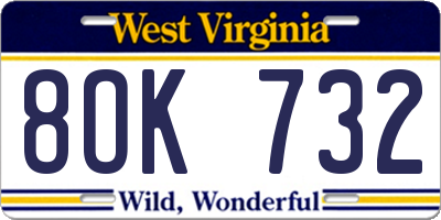 WV license plate 8OK732