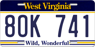 WV license plate 8OK741