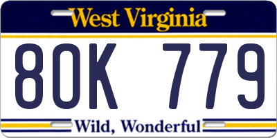 WV license plate 8OK779
