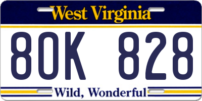 WV license plate 8OK828