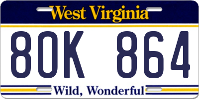 WV license plate 8OK864