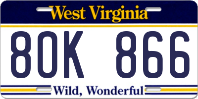 WV license plate 8OK866