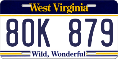 WV license plate 8OK879