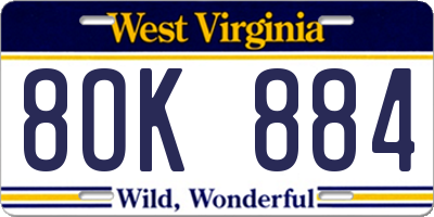 WV license plate 8OK884