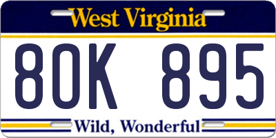 WV license plate 8OK895