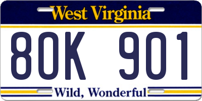 WV license plate 8OK901