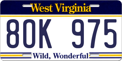 WV license plate 8OK975