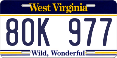 WV license plate 8OK977