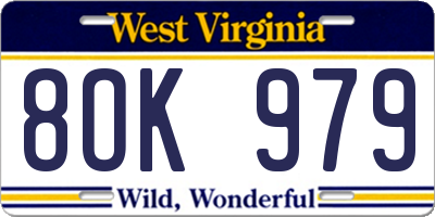 WV license plate 8OK979
